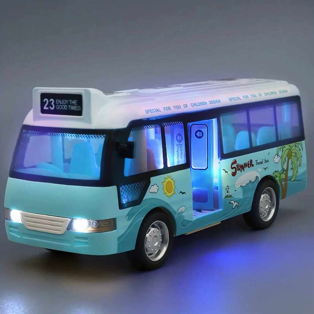 School Bus Toys for Kids, Little Bus Toys, Powered Cars Toys With Sound And Light Up Friction Gift For Kids