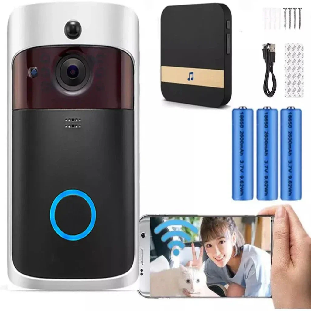 Video Doorbell Camera Wireless, Doorbell With Camera and Speaker, Wireless Motion Sensor Camera With Night Vision