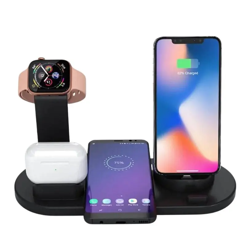 Wireless Charger For iPhone Qi 4 in 1 Charging Dock Station For Apple Watch