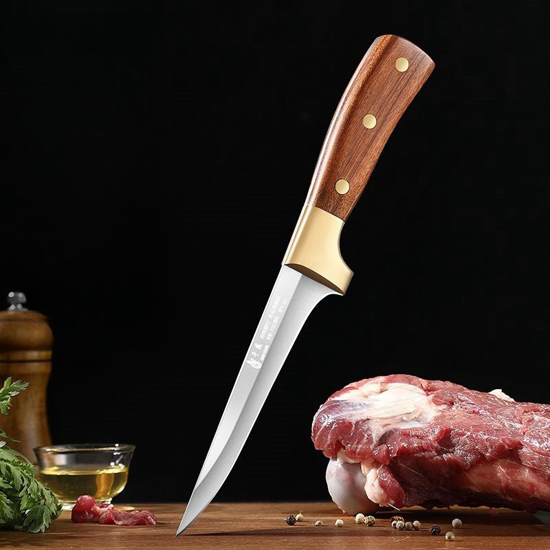 ARTIDGE Boning Knife, Stainless Steel Kitchen Knives, Hardness Reaches 57 HRC, Solid Wooden Handle Fint Series