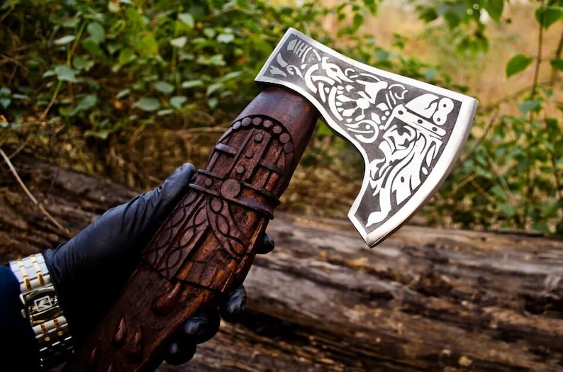 Viking Carbon steel Axe Viking Bearded Camping Axe Battle Axe
