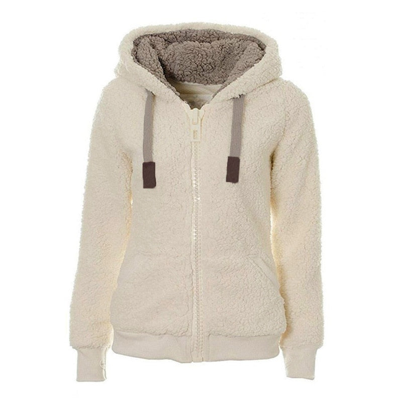 Winter Fleece Sweater Fluffy Thick Hooded