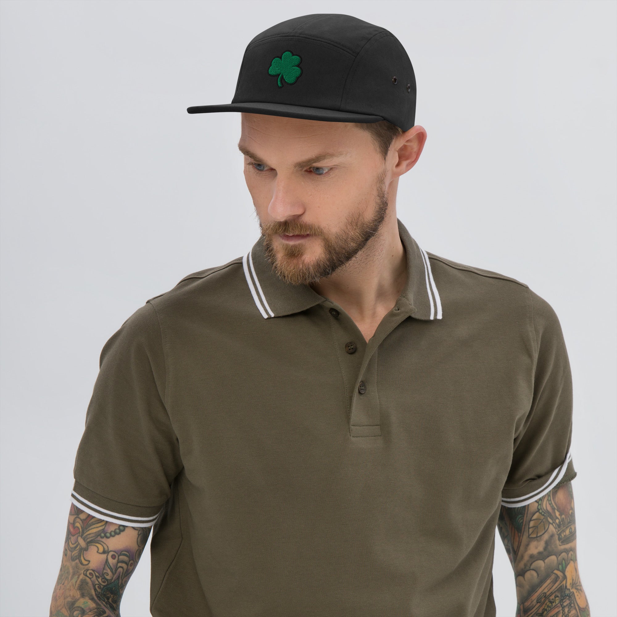 Green Shamrock Lucky Five Panel Cap