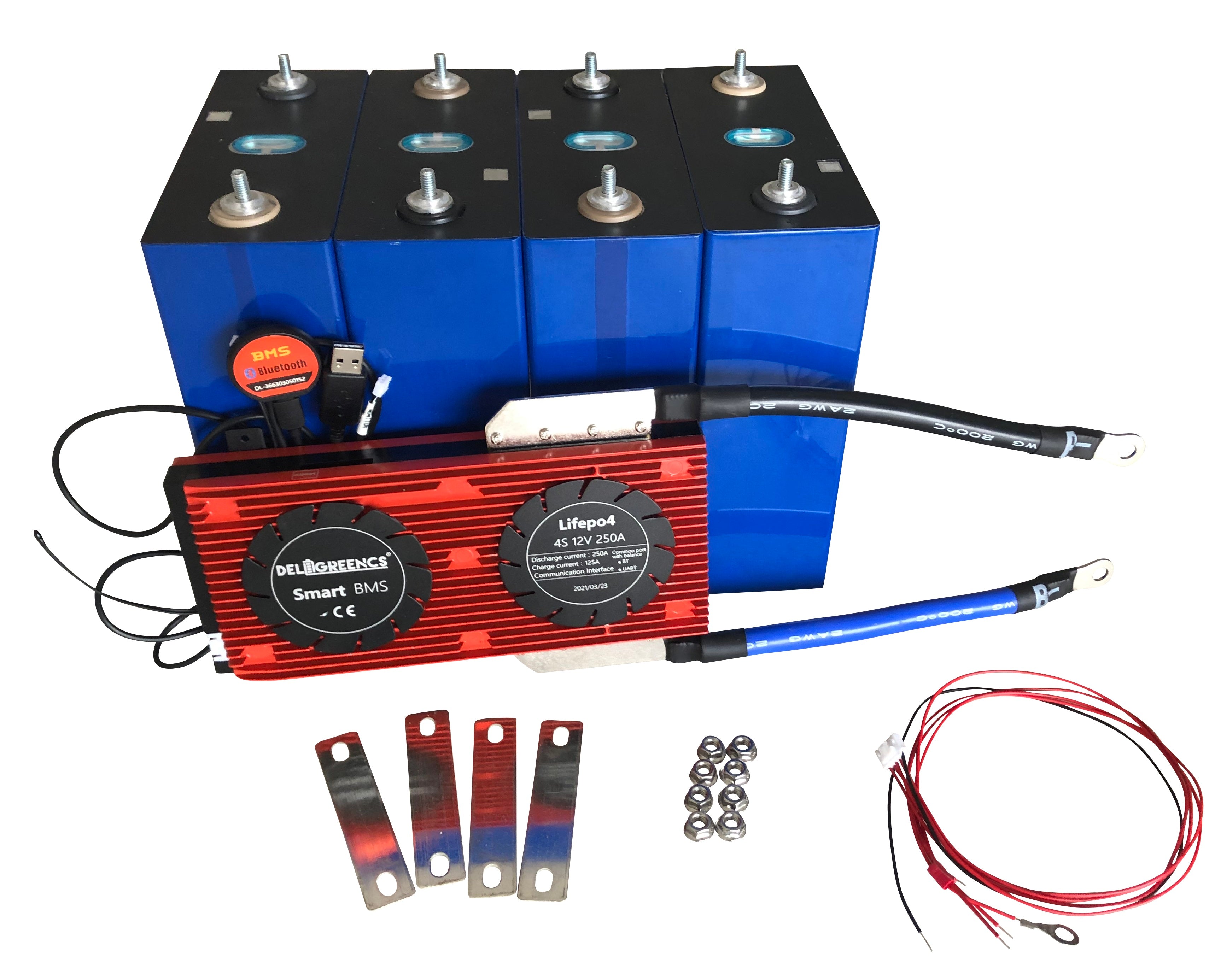 12V Eve 304Ah LiFePO4 3.89 kWh Battery Pack Kit with Smart BMS - LIFEPO4 BMS 4s