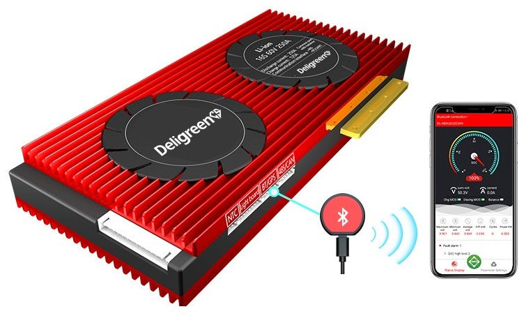 12S 36V 200A Smart LiFePO4 Deligreen BMS with Bluetooth Balancing Function