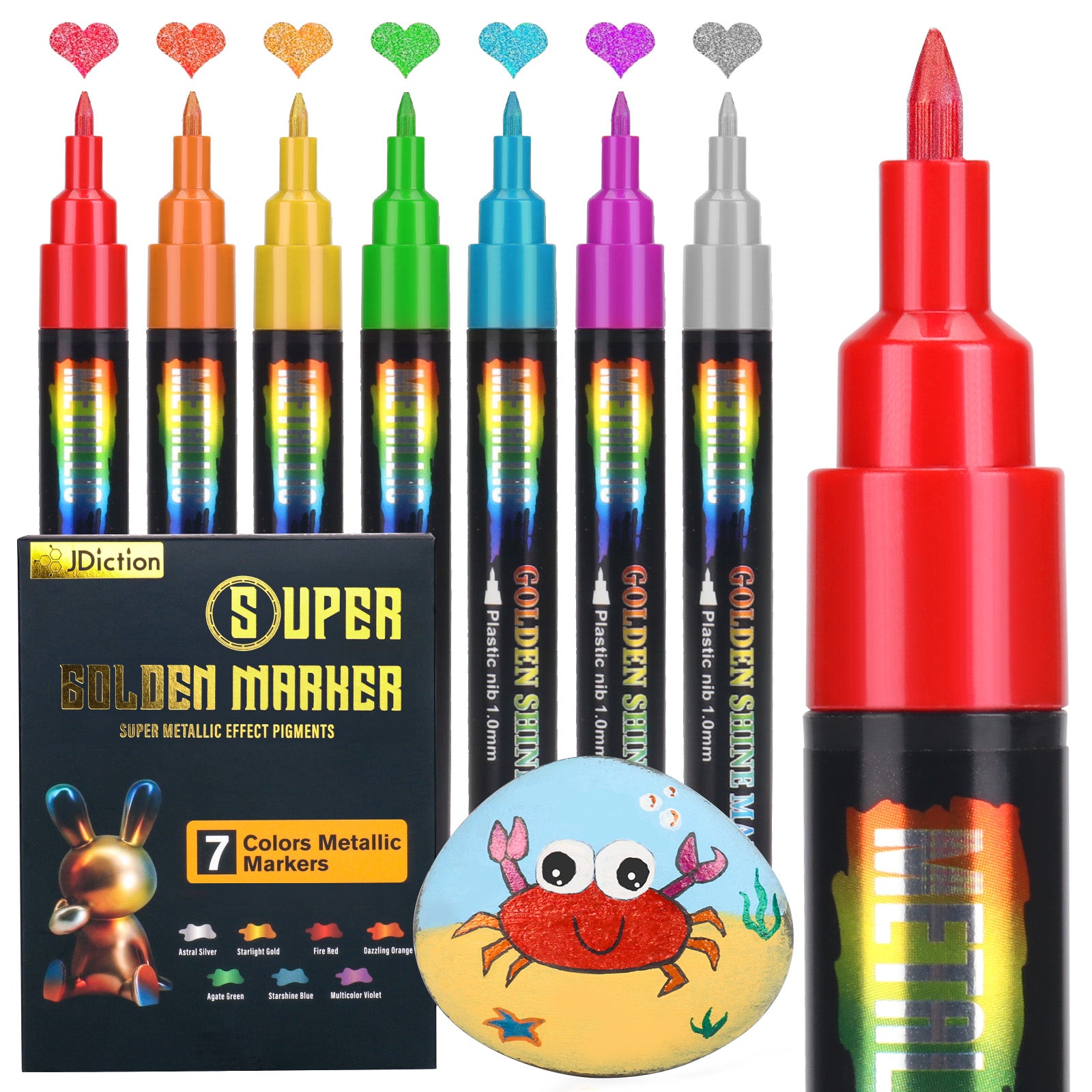 JDiction Permanent Metallic Markers - 7 Colors