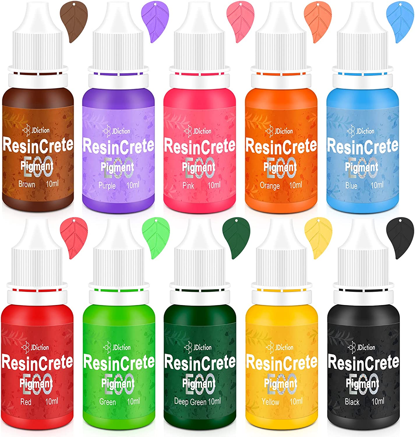 JDiction ResinCrete Pigments - 10 Color X 10ml Each