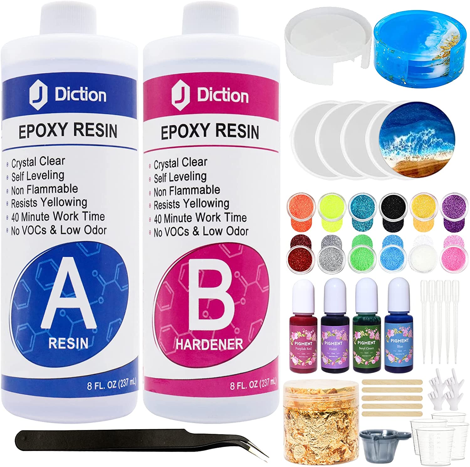 JDiction Epoxy Resin Kit for Beginners - 16OZ