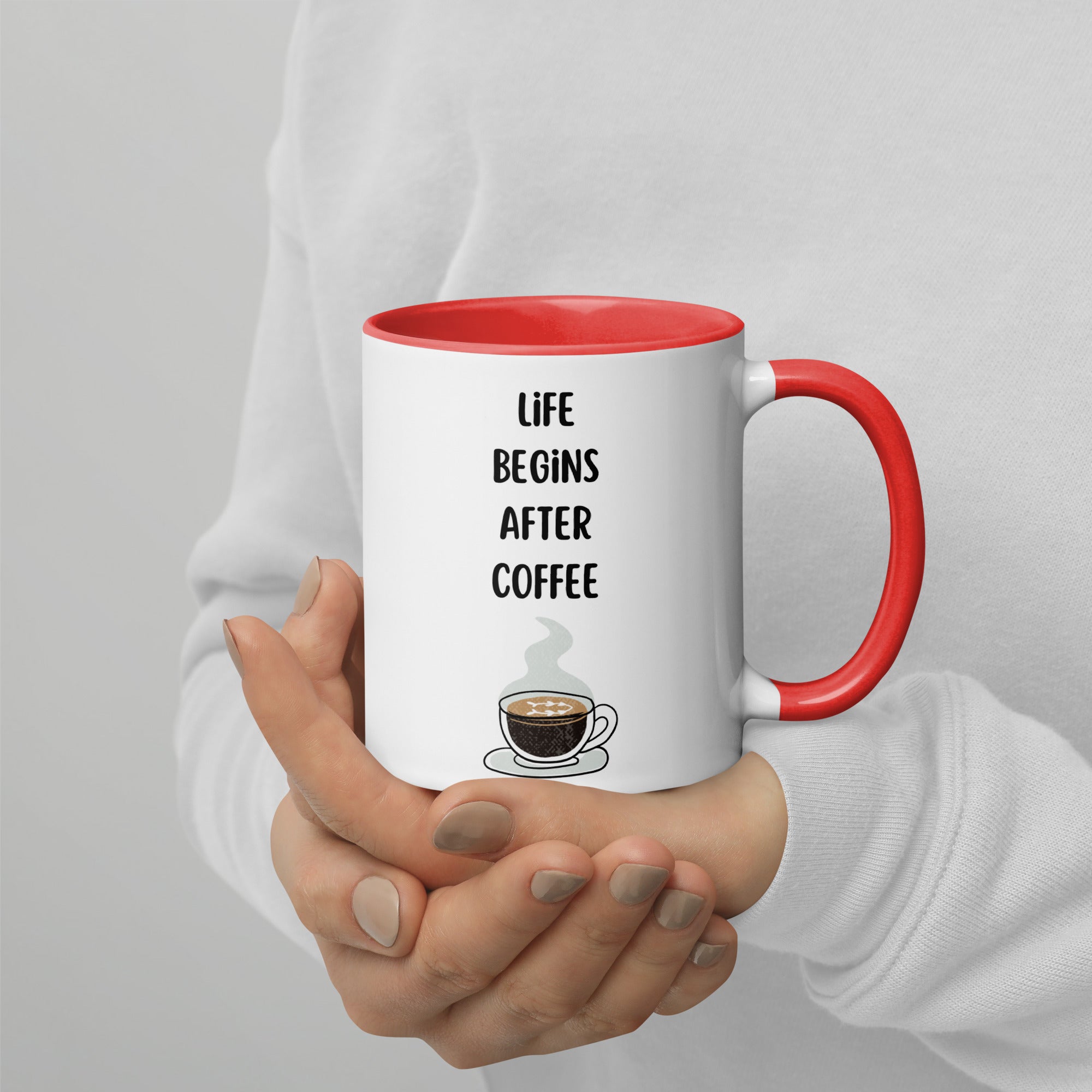 Colorful Ceramic Coffee Mug - 'Life Begins After Coffee' Design