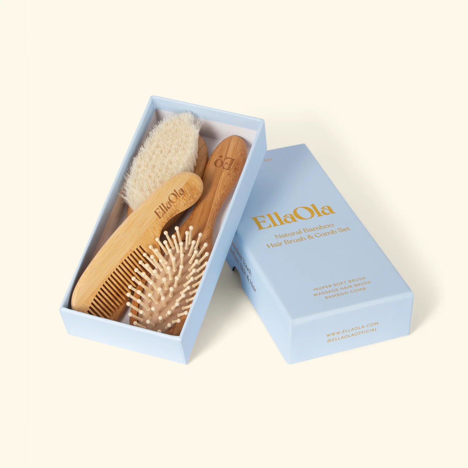 3-Piece Bamboo Brush & Comb Set