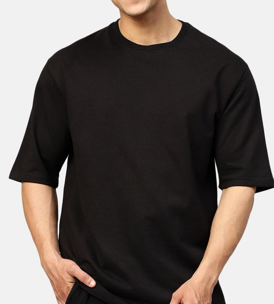 MEN'S CREW NECK OVERSIZED T-SHIRT - BLACK