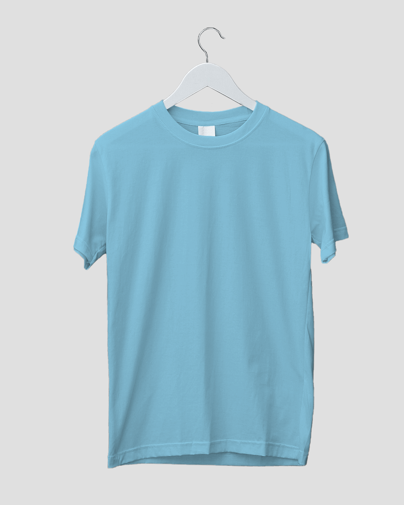 ROUND NECK PLAIN T-SHIRT - SKY BLUE