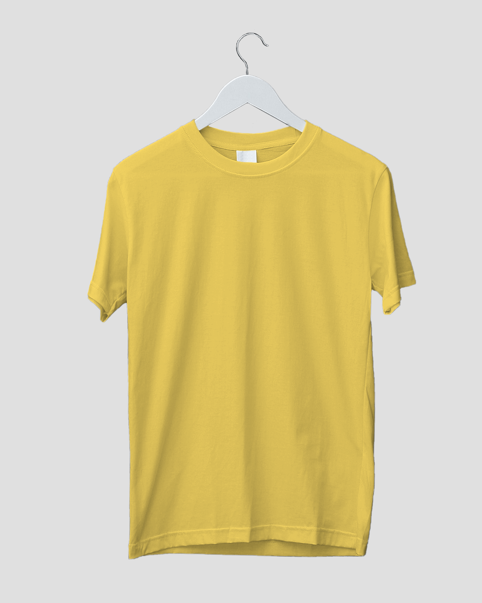 ROUND NECK PLAIN T-SHIRT - YELLOW