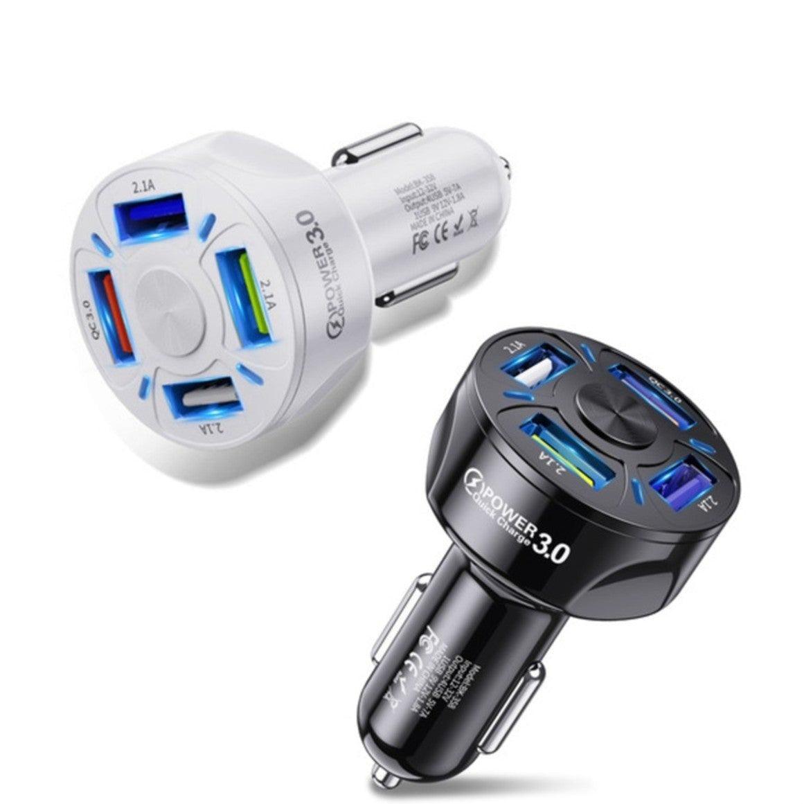 PBG LED 4 Port Rapid Car Charger - Charges 4 Devices at once!