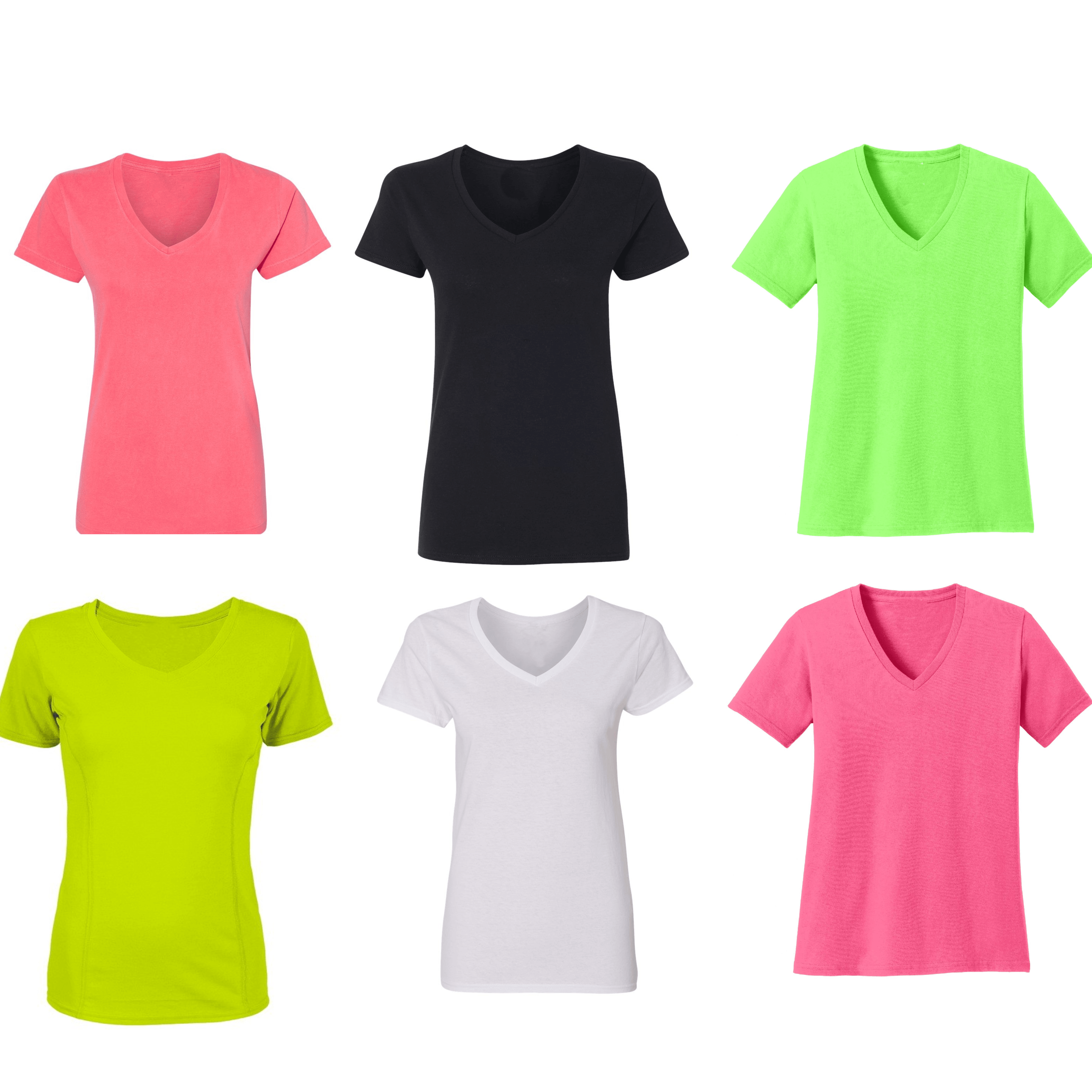 PremiumBrandGoods Women's 6-Pack 100% Cotton V-Neck Short Sleeve T-Shirts