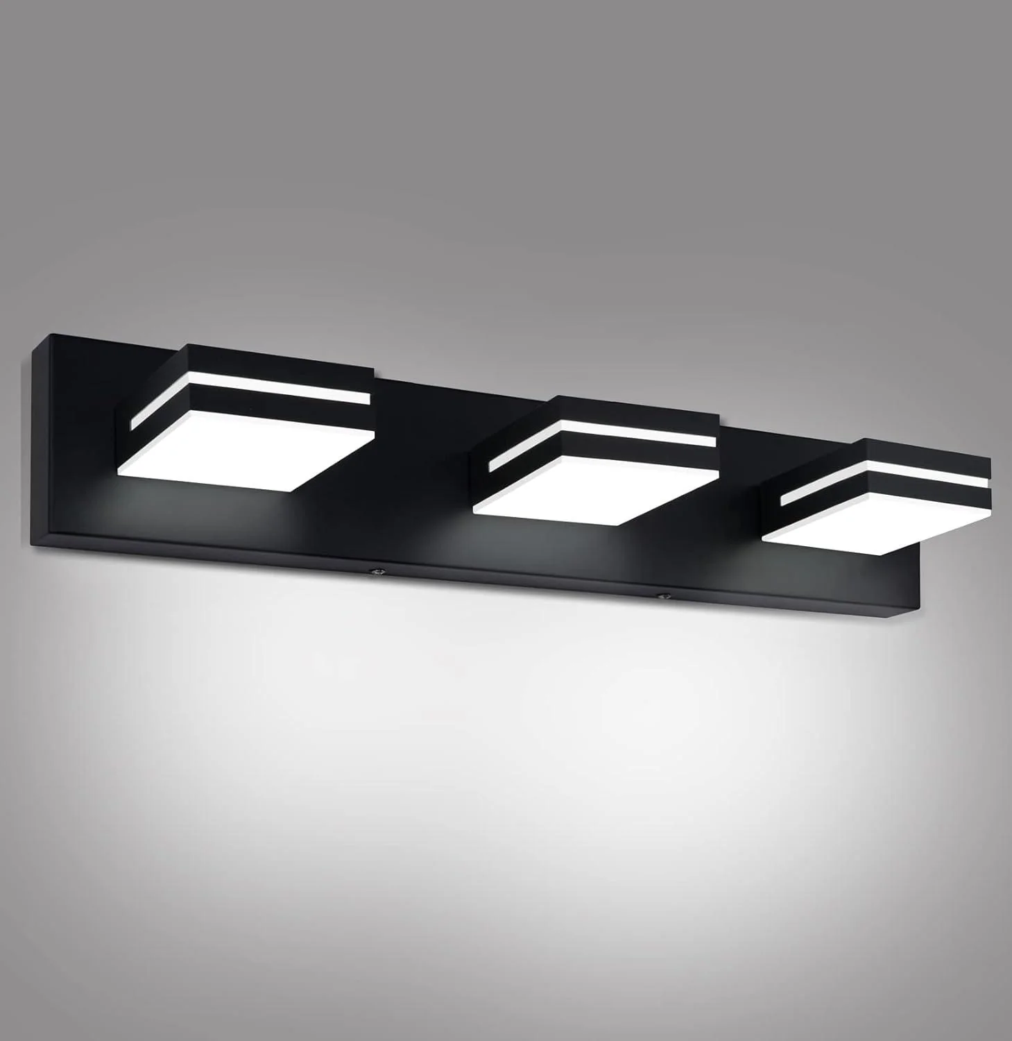 OKELI Modern Bathroom Vanity Light Fixtures LED 3-Light 360° Rotatable Matte Black Bathroom Lights