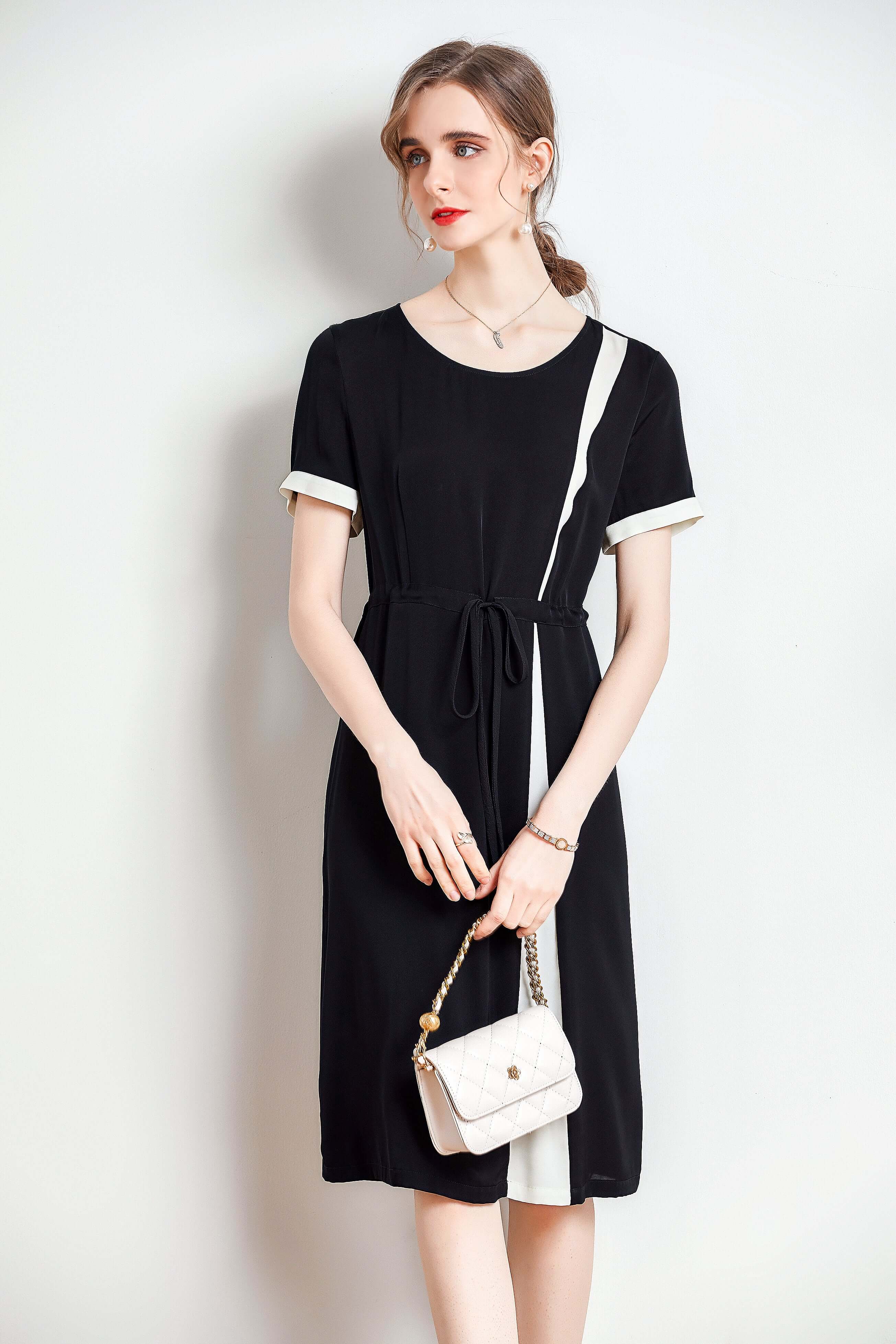 Minimalist Black Silk Dress