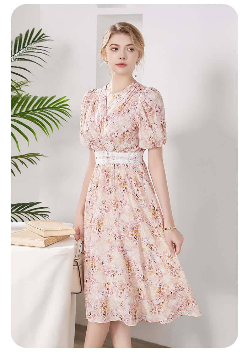 Floral Mulberry Silk Dress