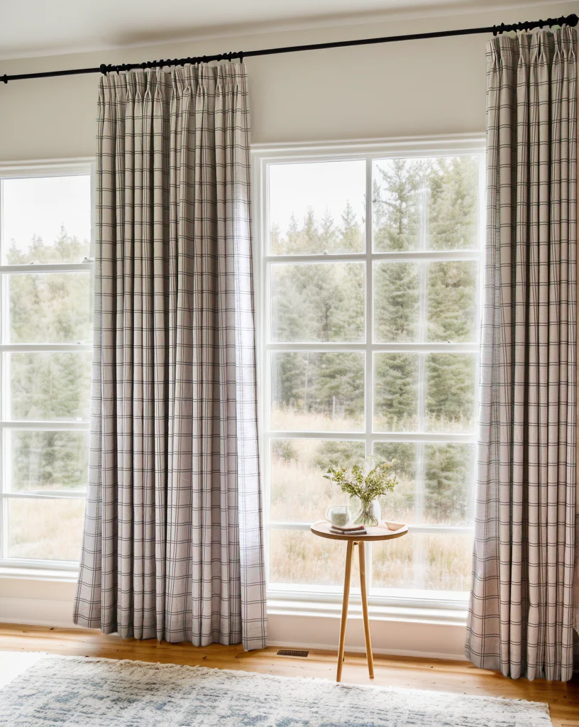 Freda Plaid Stripes Linen Curtains & Drapes Soft Top