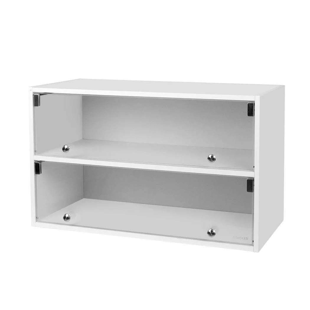 Stacked LED Shoe Storage Cabinet - White