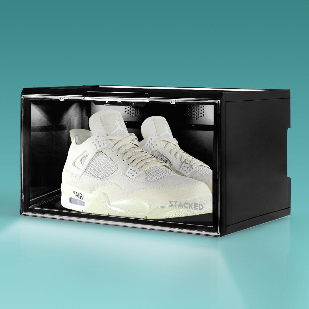 Stacked LED Sneaker Display Case With Voice Control - Black