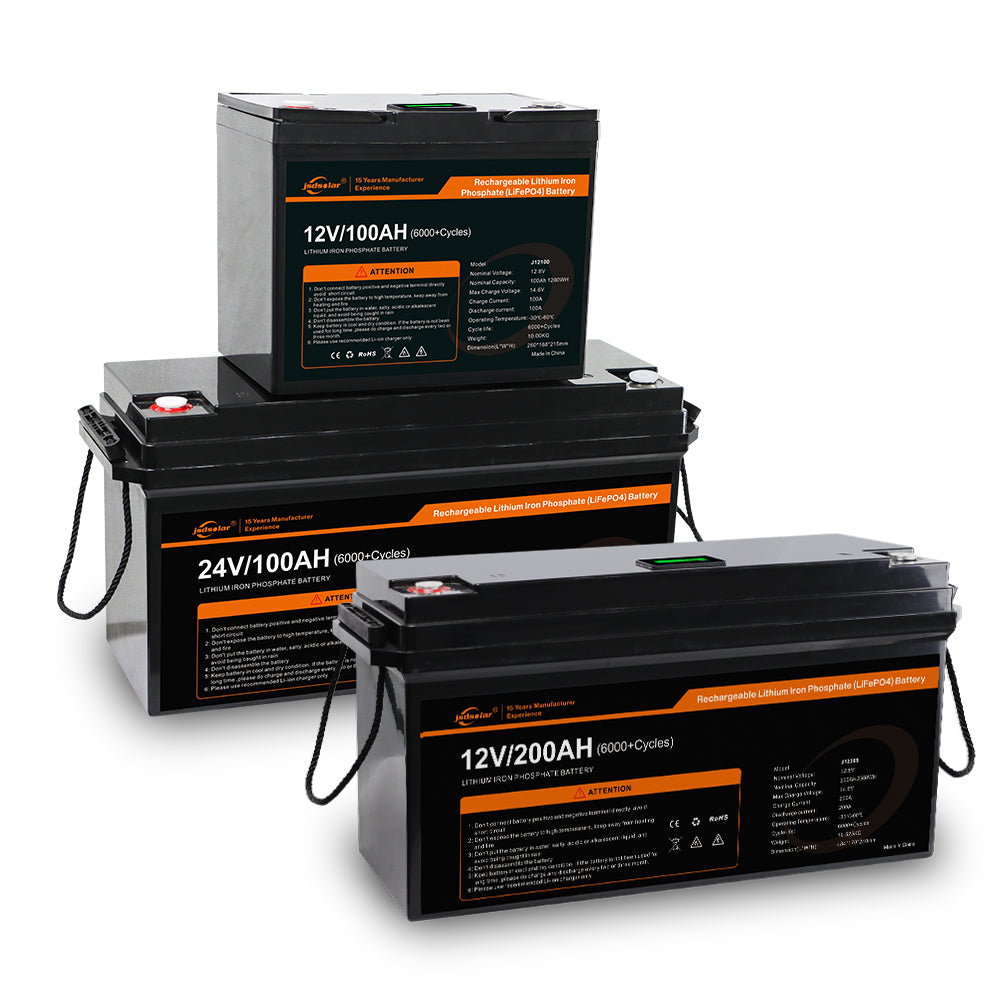 Jsdsolar LiFePO4 Battery 12V/24V 100Ah/200Ah 6000+ Cycles for  Home Energy Storage