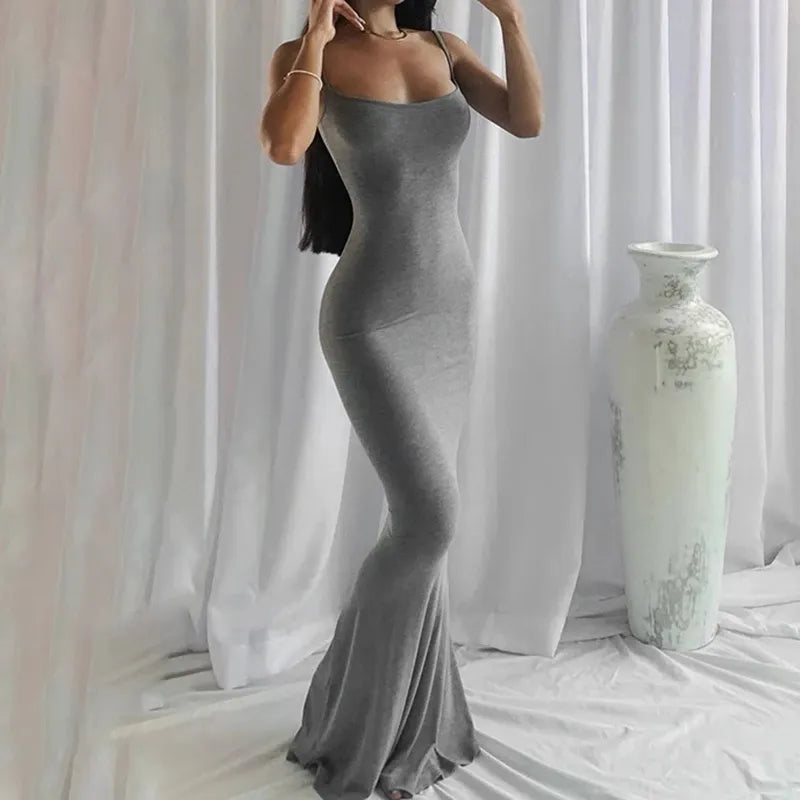 Elegant Bodycon Sleeveless Backless Maxi Dress