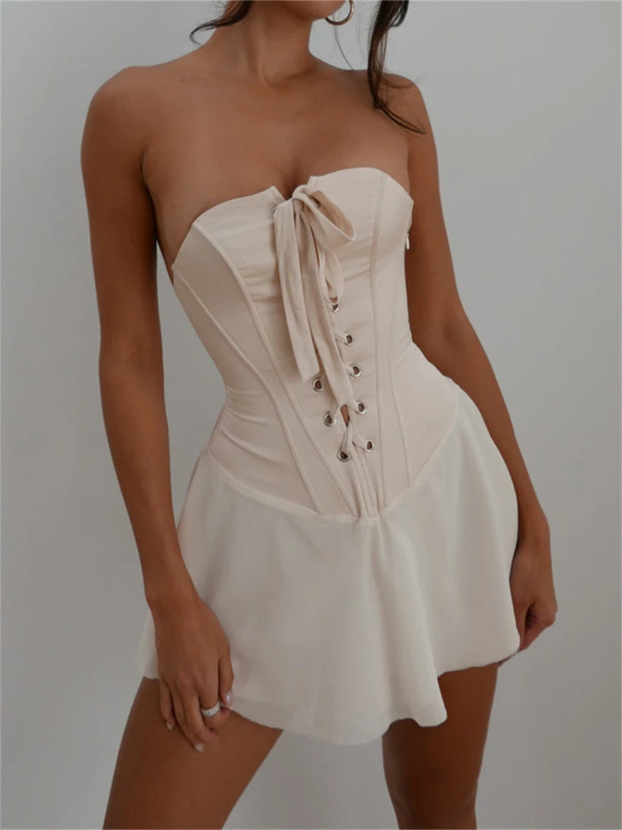 Vintage Strapless Bandage Corset Mini Dress