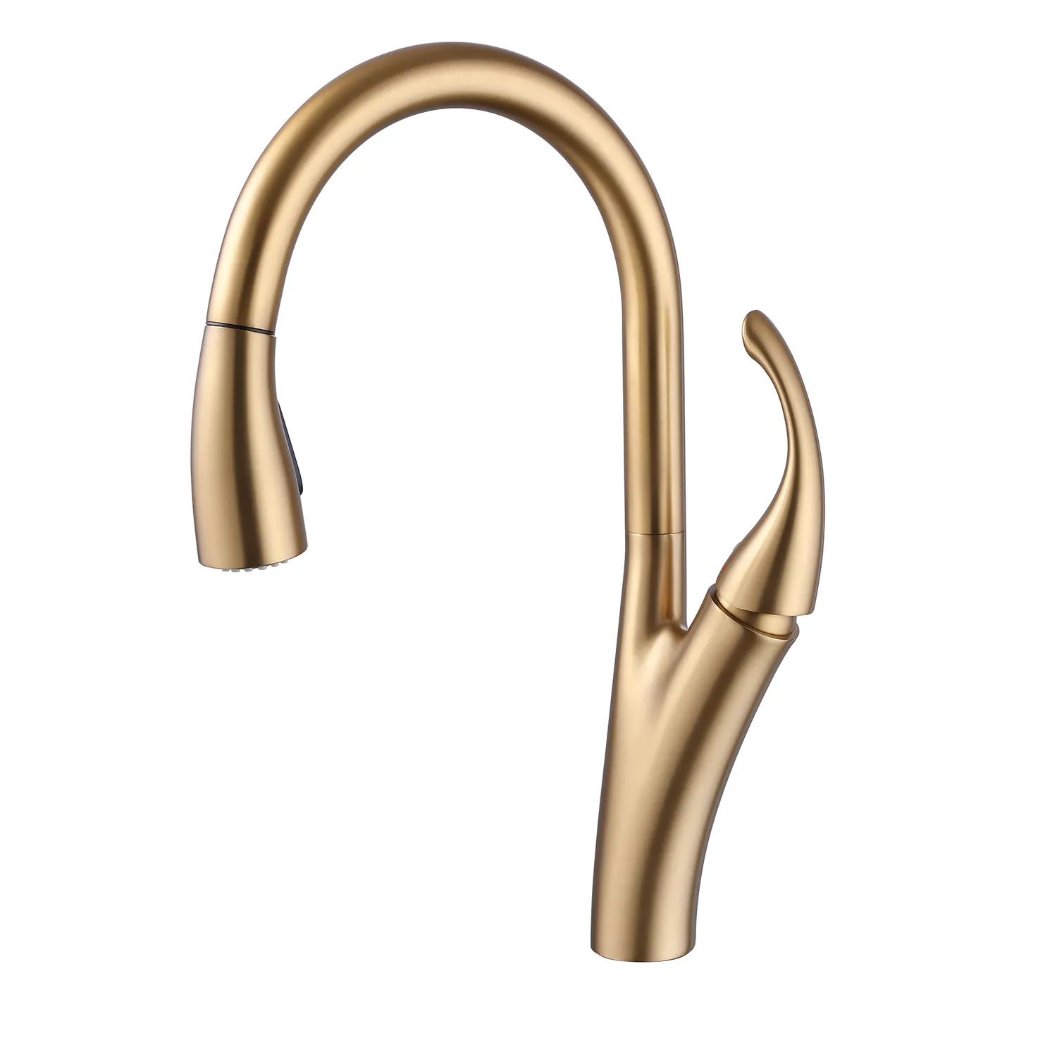 Single Hole Pull Down Kitchen Sink Faucet in Brushed Gold