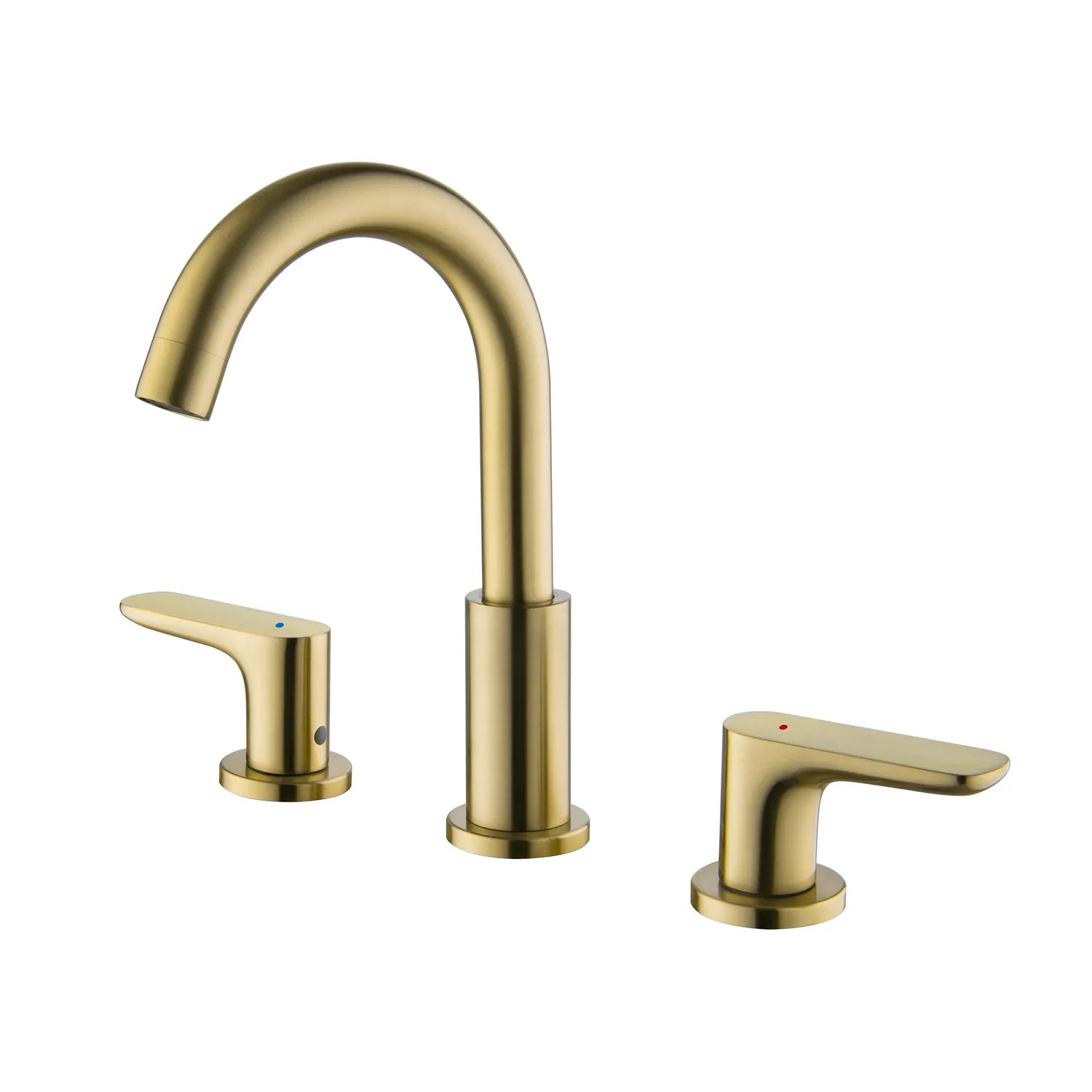 Two Handles 3-Holes Bathroom Sink Faucet In Brushed Gold