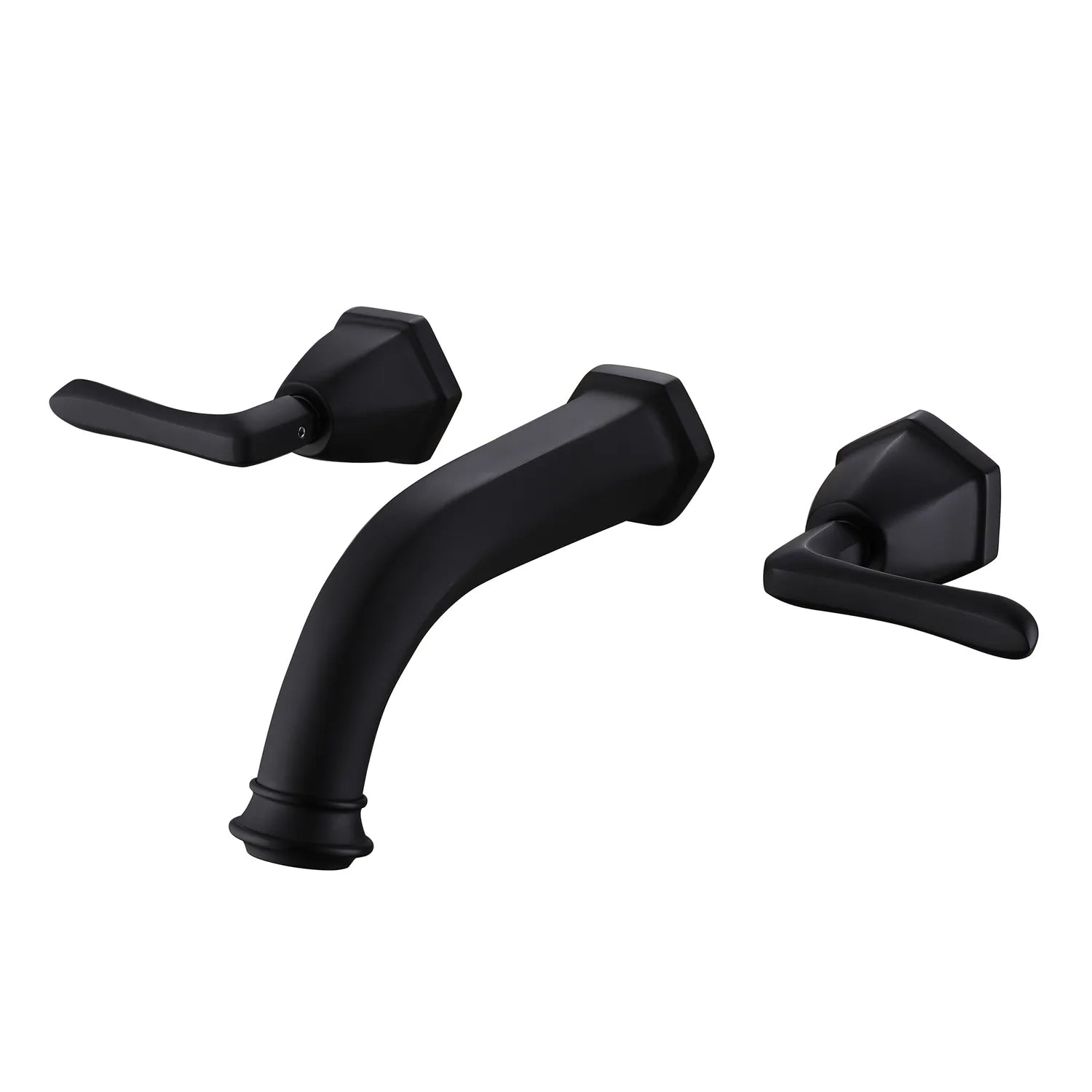 Wall Mount 2-Handle Bathroom Faucet In Matte Black/Brushed Gold