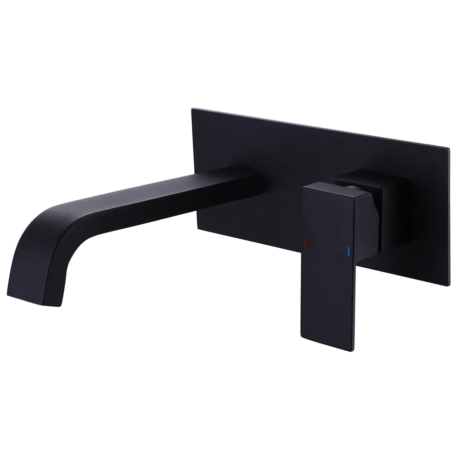 Single Handle Wall Mount Bathroom Faucet in Matte Black (with deck plate)
