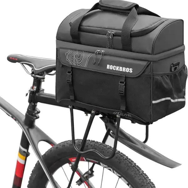 ROCKBROS Bike Trunk Cooler Bag 11L Rear Seat Carrier with Mesh Pockets