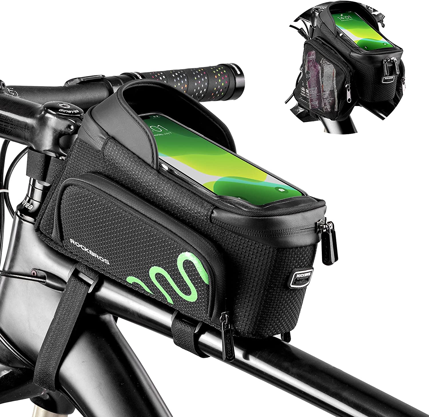 ROCKBROS Bike Frame Bag Bicycle Phone Holder with Side Bags