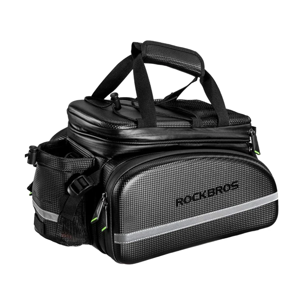 ROCKBROS Bike Rack Bag Waterproof Carbon Leather Rear Seat Cargo Pack 34L