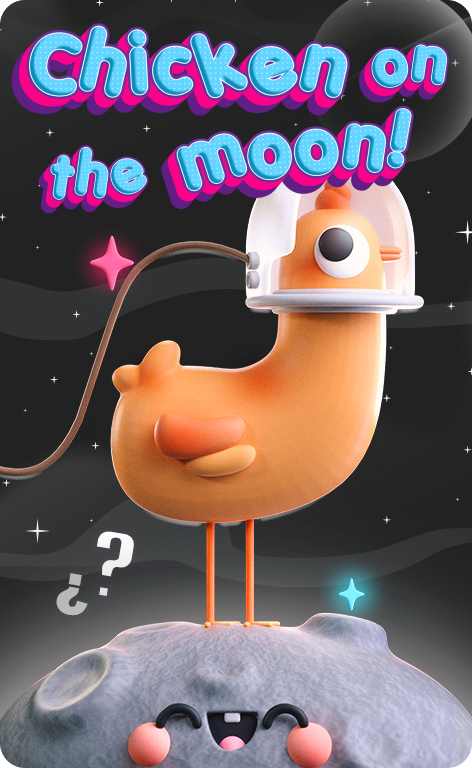 Chicken on the moon