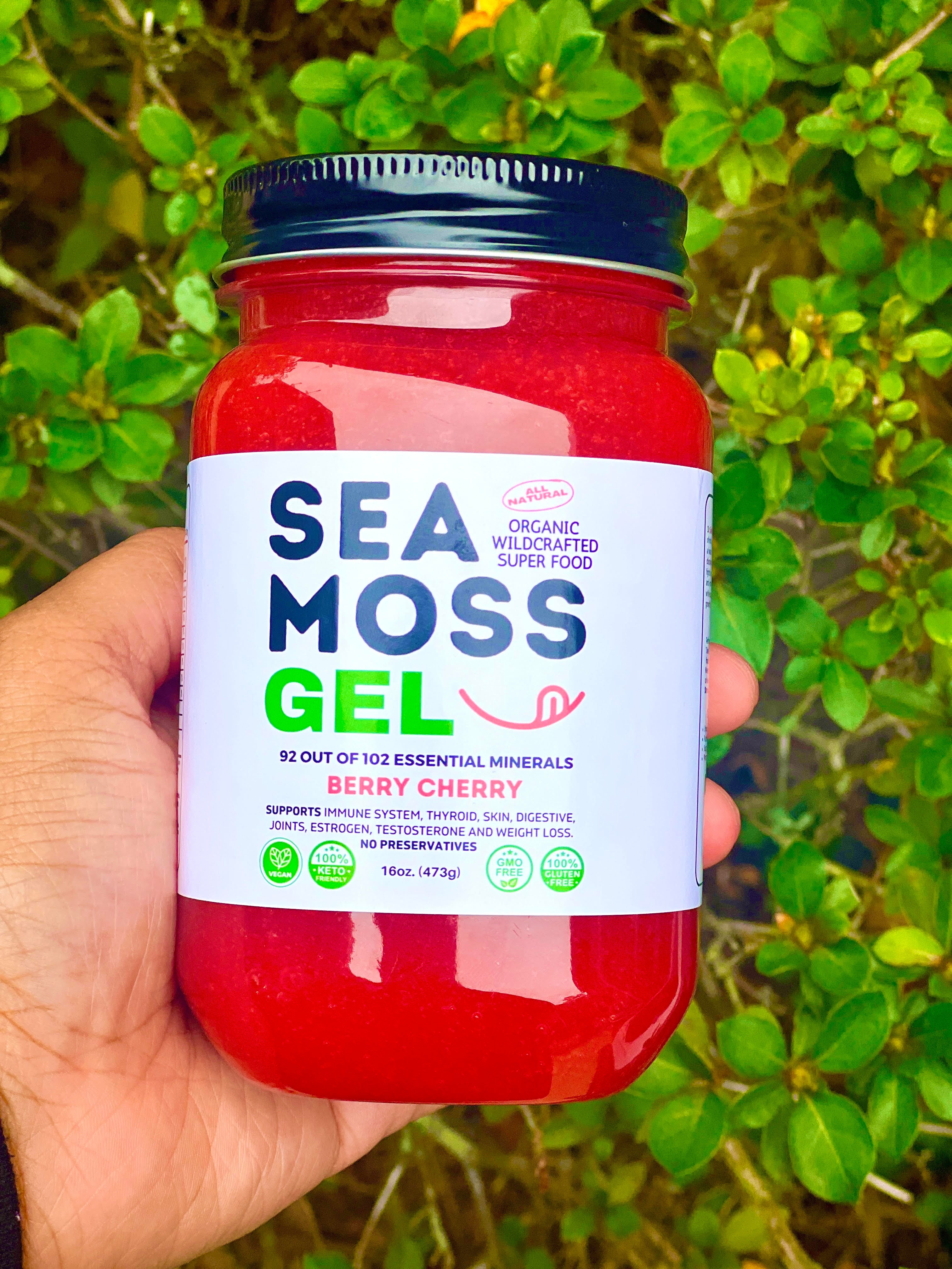 Berry Cherry Sea Moss Gel - Dr. Sebi Inspired 100% Raw Organic - Wild Harvested Sea Moss