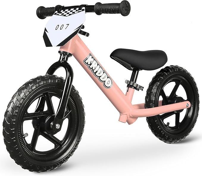 Kriddo Toddler Balance Bike with Customize Plate for 18 Months to 3 Years Old Pink V2