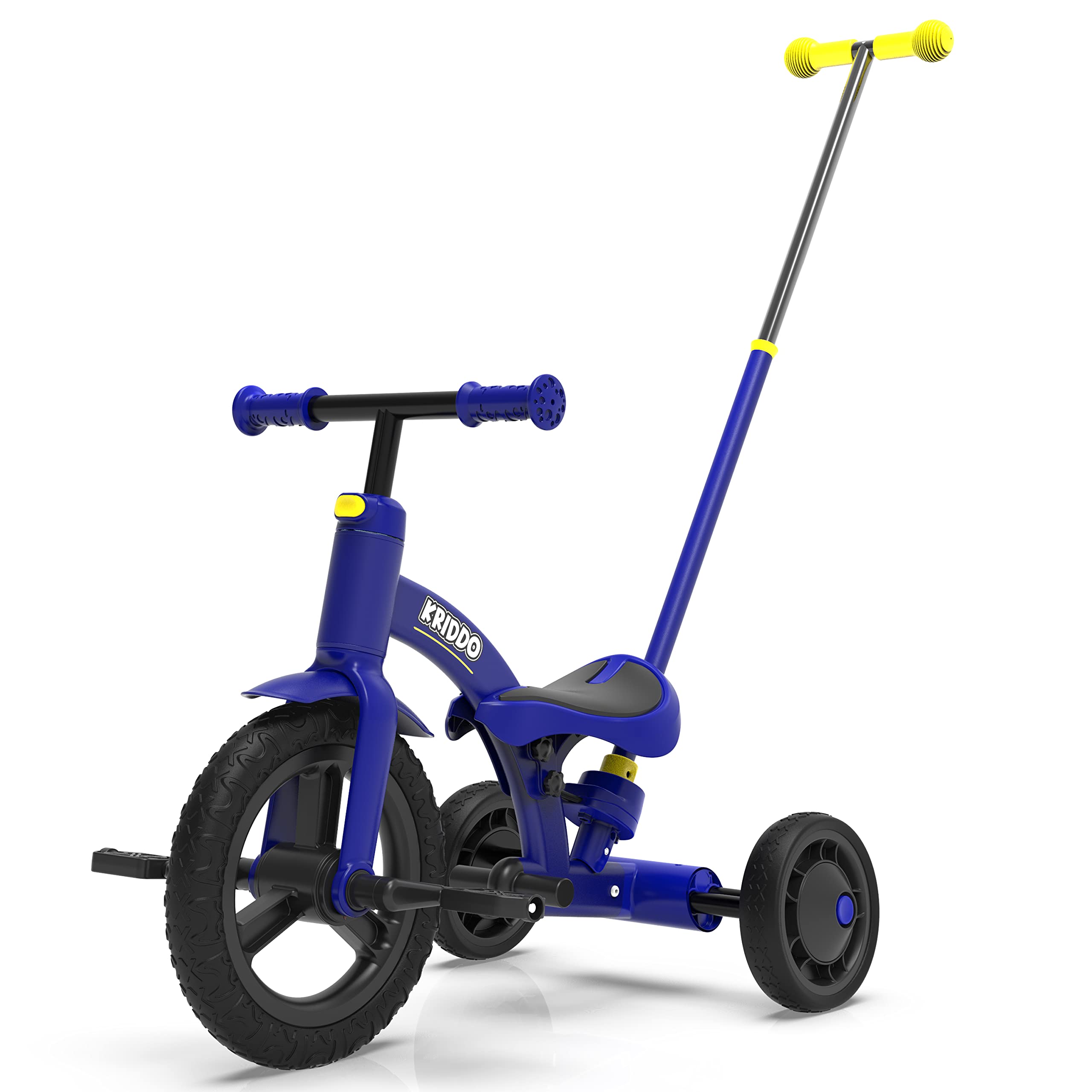 Kriddo 4-in-1 Kids Tricycle for 1.5 to 3 Years Old Blue