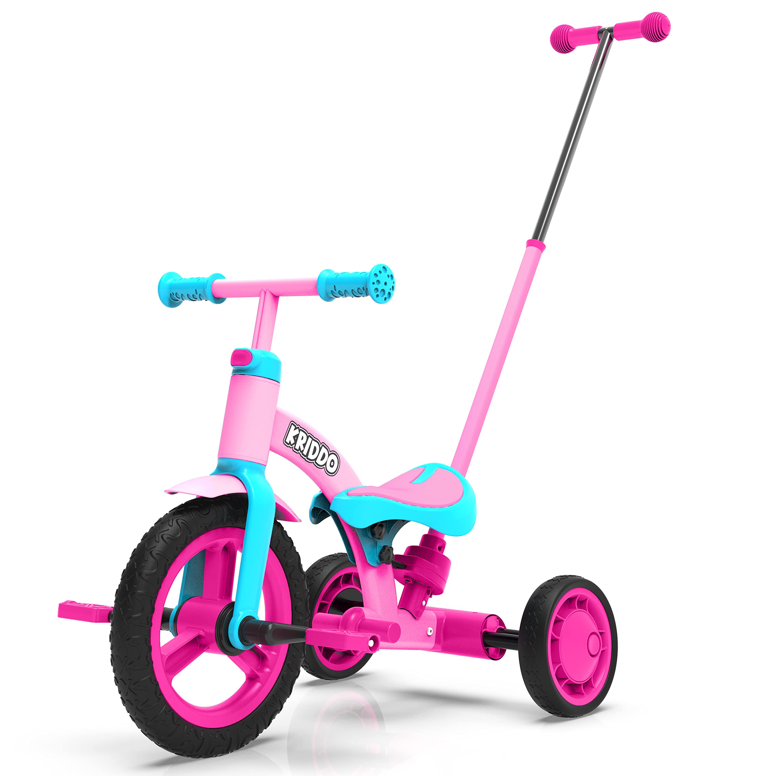 Kriddo 4-in-1 Kids Tricycle for 1.5 to 3 Years Old Pink