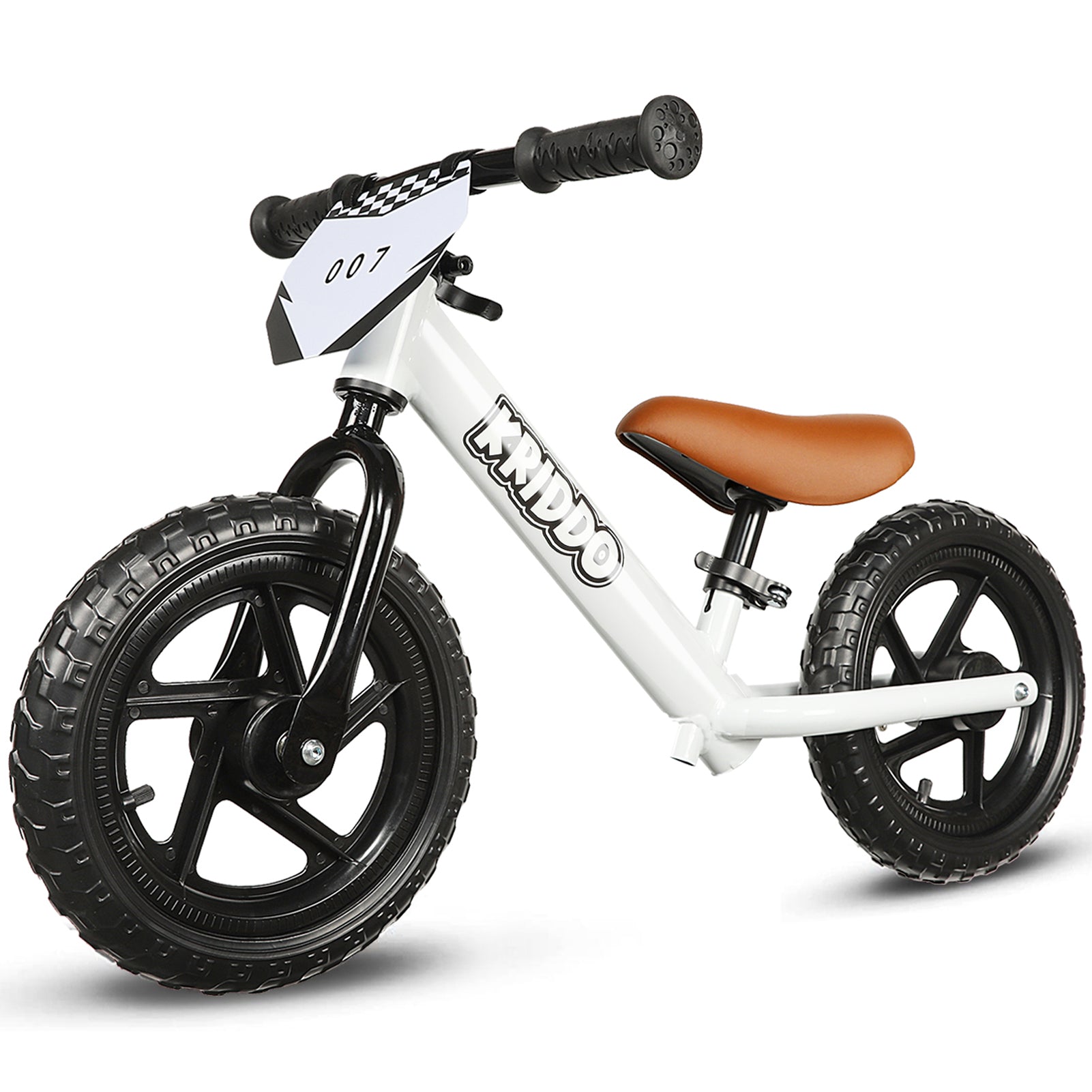 Kriddo Toddler Balance Bike with Customize Plate for 18 Months to 3 Years Old White