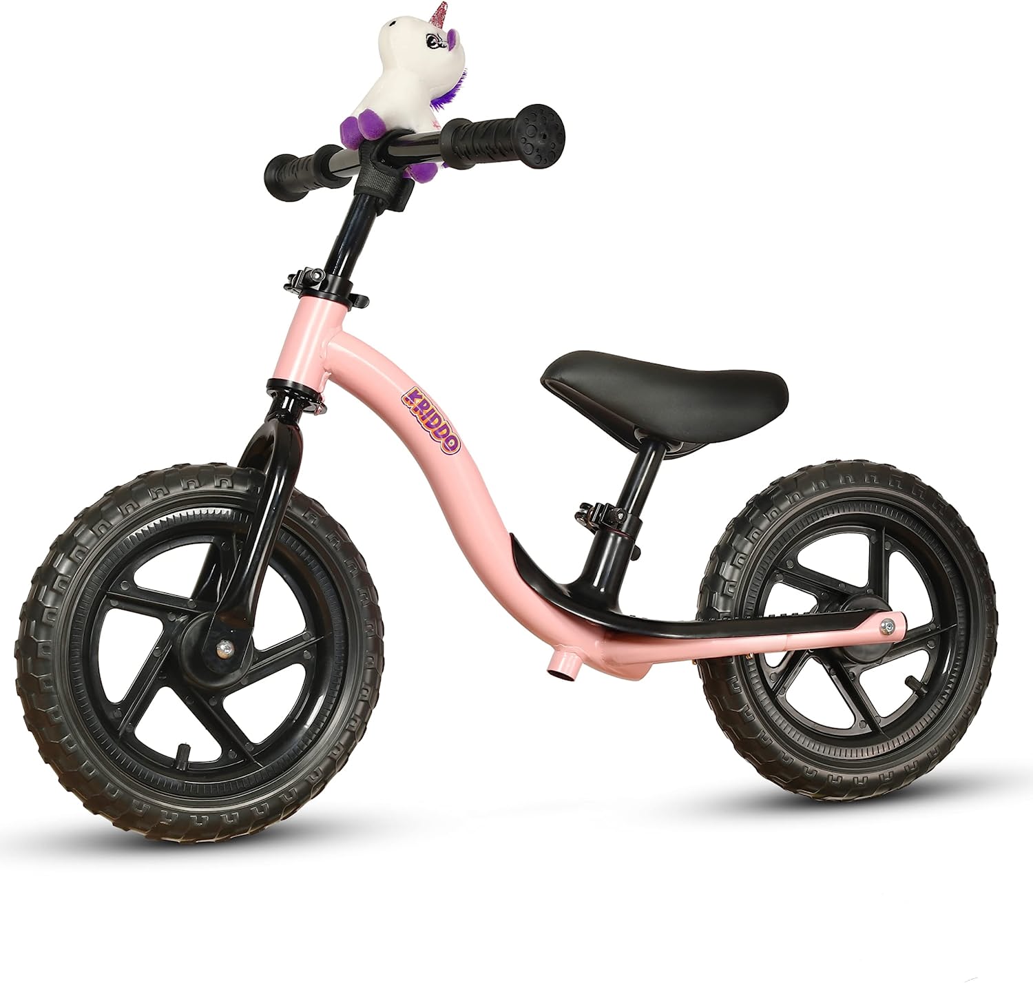 Kriddo Toddler Balance Bike with Stuffed Animal for 18 Months to 4 Years Old Pink