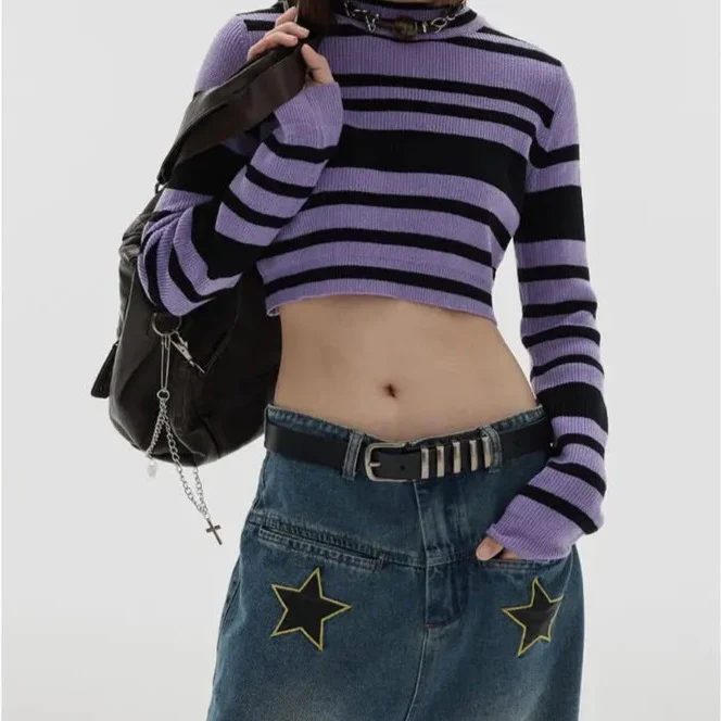 'Purple Rain' Grunge Vintage Striped Top