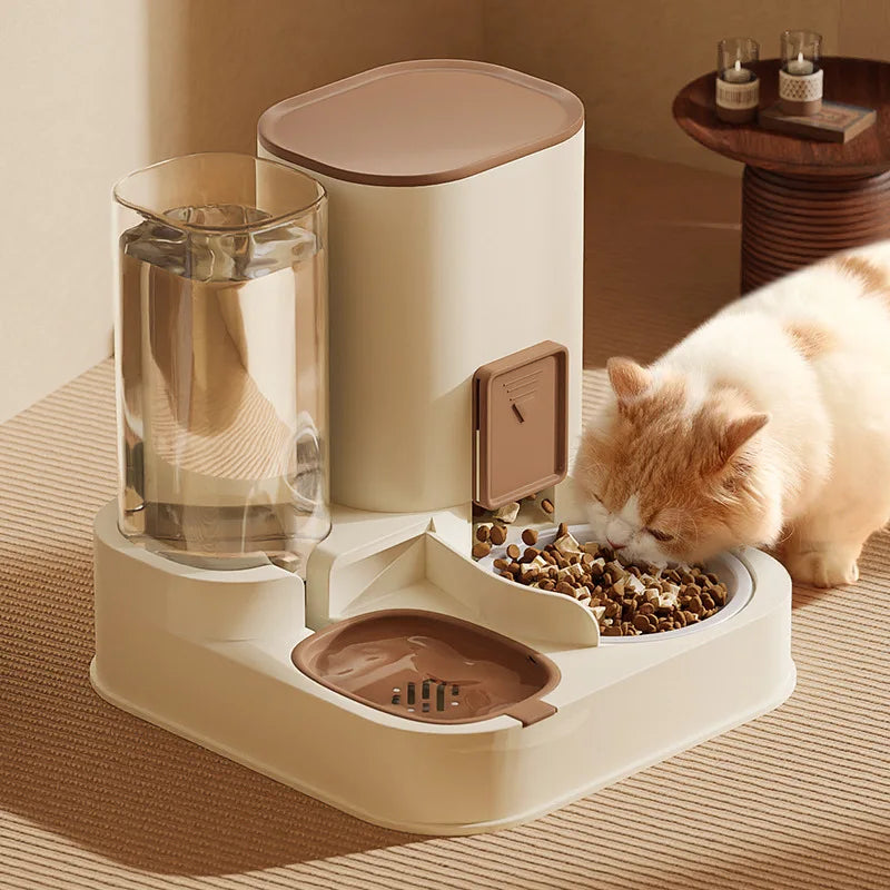 Pet Water Dispenser with Food Container, Automatic Feeding