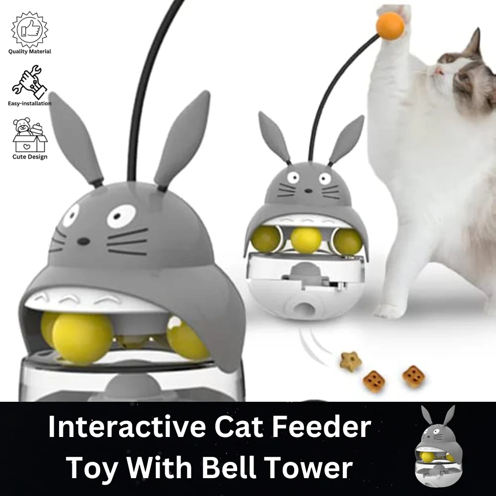 Interactive Cat Feeder Toy With Bell Tower