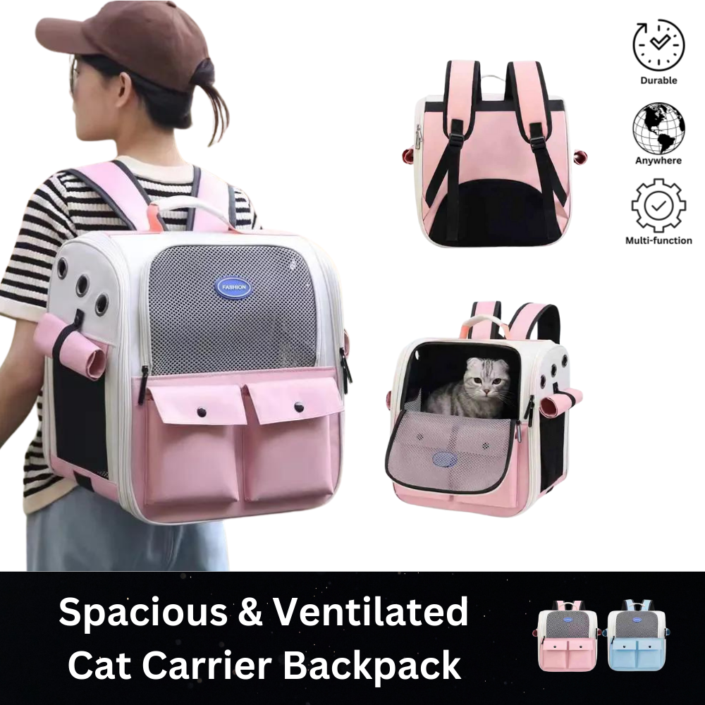 Adjustable Strap Cat Carrier Backpack: Spacious & Ventilated