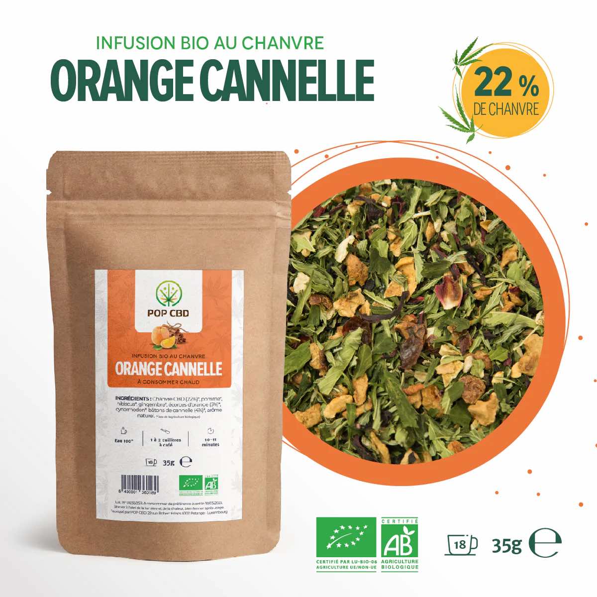 Infusion Bio Orange Cannelle, au Chanvre CBD