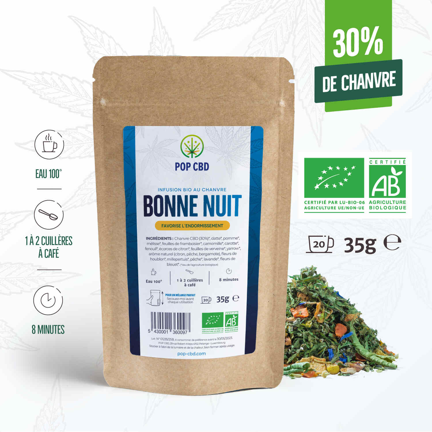 Infusion Bio Bonne Nuit, au Chanvre CBD