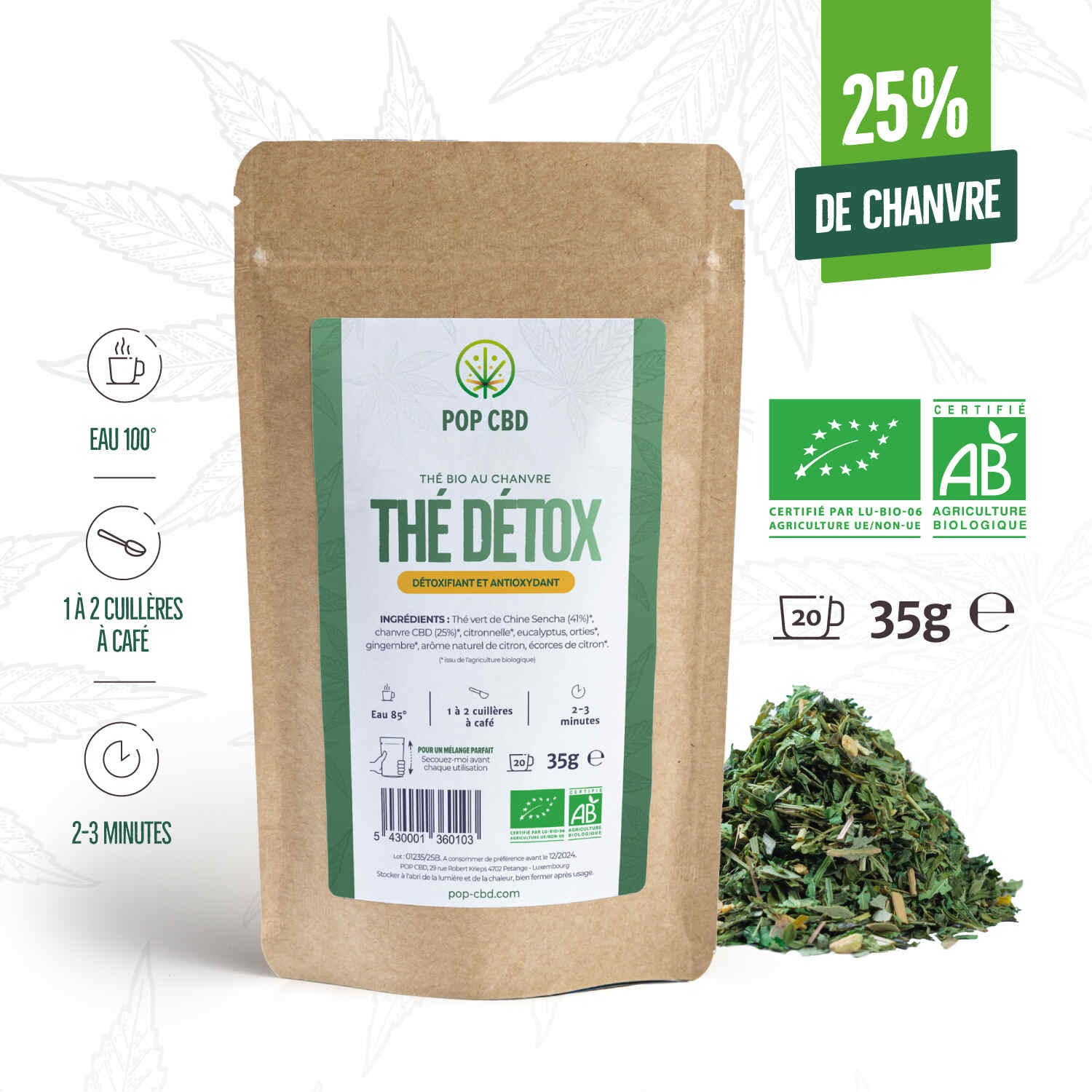 Thé Vert Bio, au Chanvre CBD