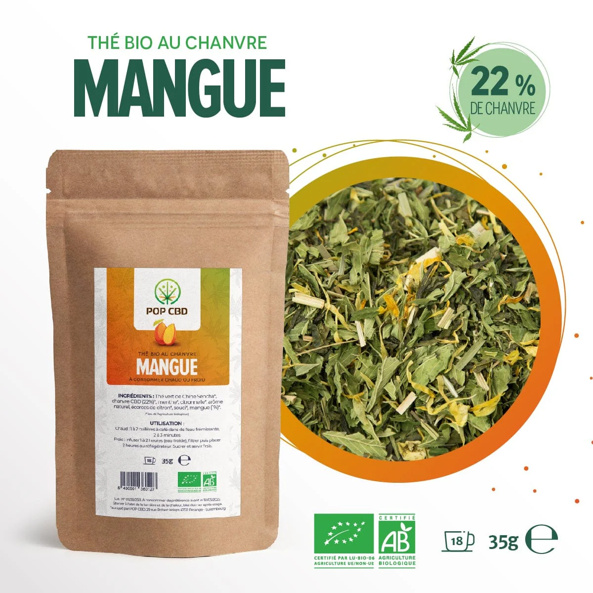 Thé Bio Mangue, au Chanvre CBD